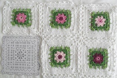 Цветочный плед крючком