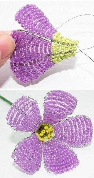 Нежные цветы из бисера. Мастер-класс.
