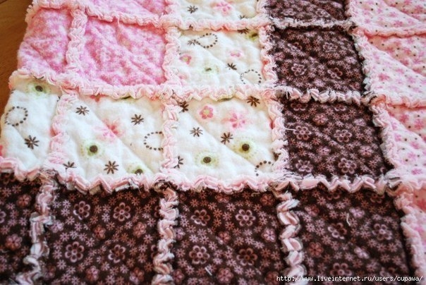 Лоскутное покрывало с лохмушками. МК.