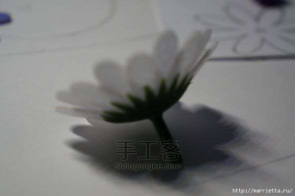 Цветы из фетра.  Горшочек с ромашками