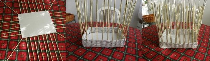 Корзинка-лоток для пасхальных яиц из газетных трубочек