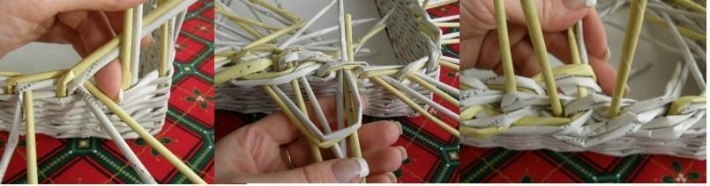 Корзинка-лоток для пасхальных яиц из газетных трубочек