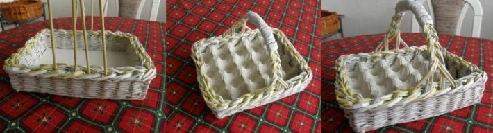 Корзинка-лоток для пасхальных яиц из газетных трубочек