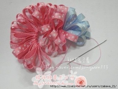 Пушистики заколки из лент