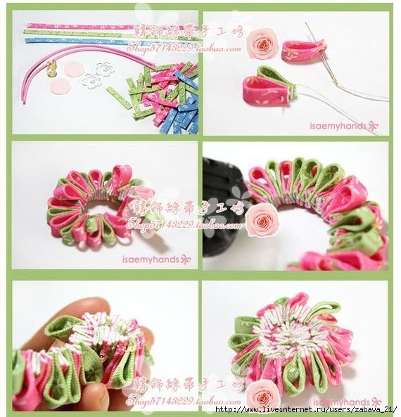 Пушистики заколки из лент