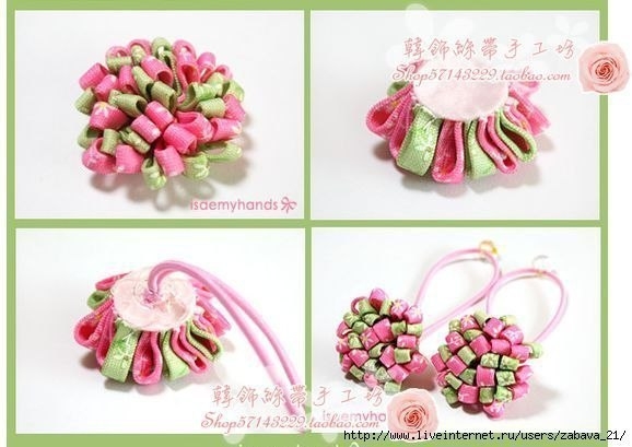 Пушистики заколки из лент