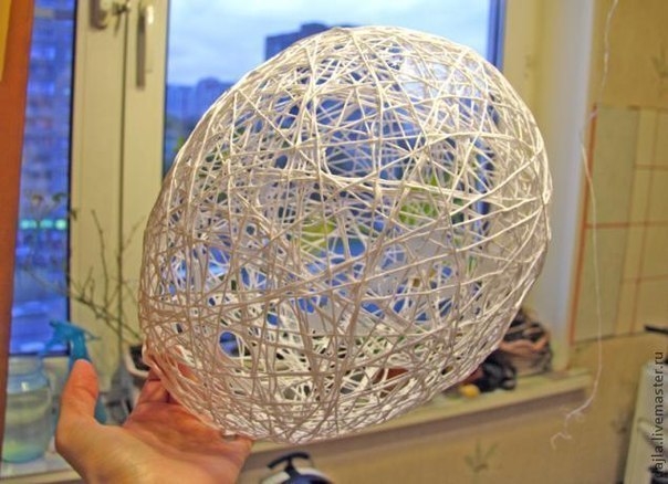 Ажурный абажур из остатков пряжи. Мастер-класс.