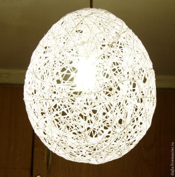 Ажурный абажур из остатков пряжи. Мастер-класс.