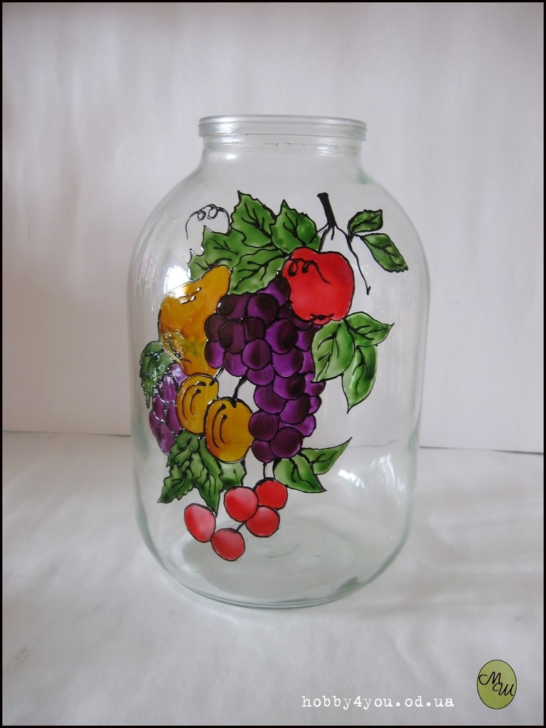 Витражи на банках. Декор баночек