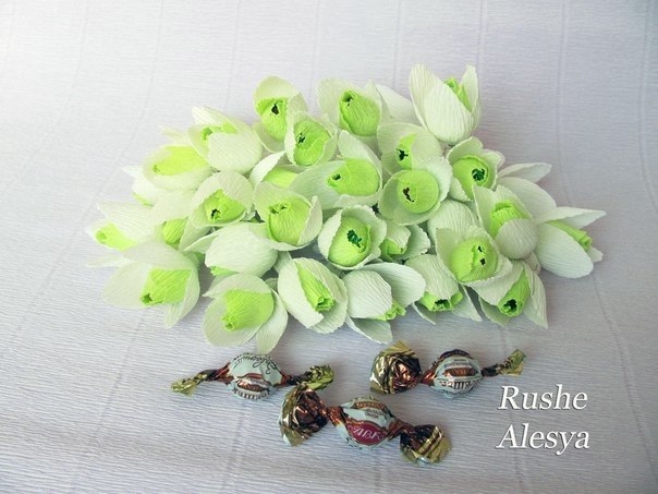 Подснежники для букета из конфет