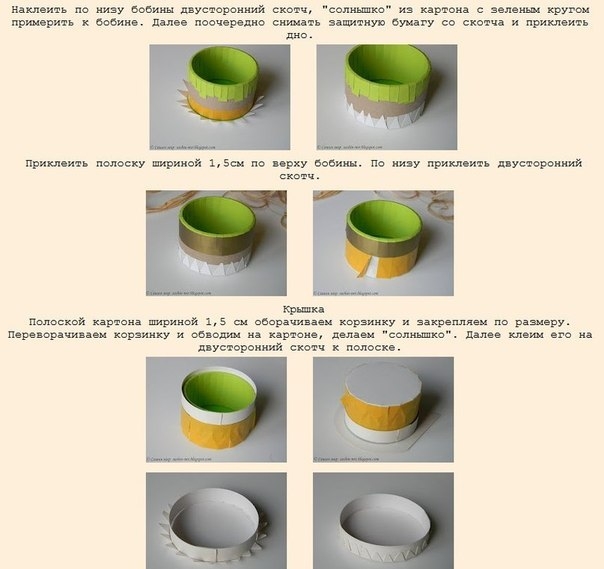 Шкатулка, корзинка из бобины от скотча