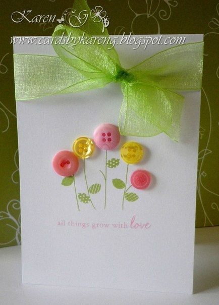 Идеи открыток с пуговицами