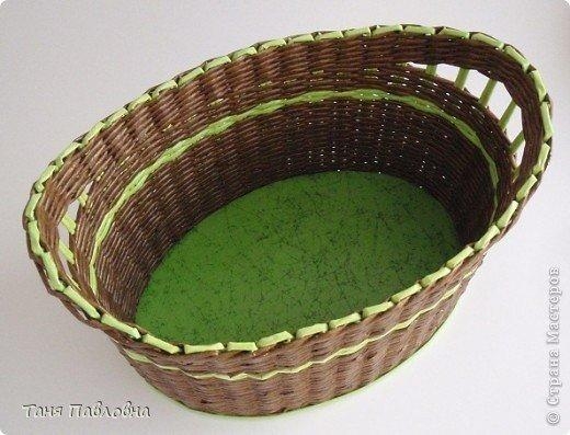 Корзина из газетных трубочек. Автор Таня Павловна