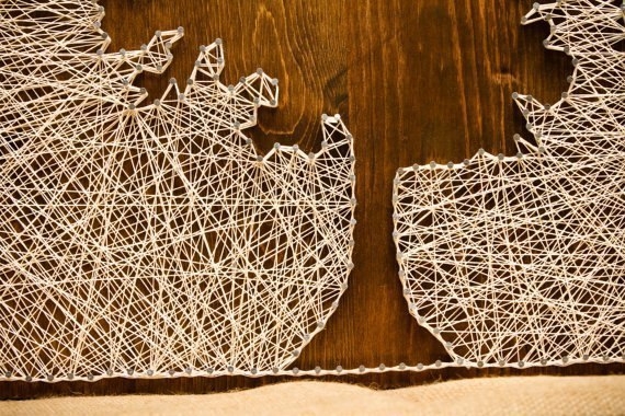 Идея для оригинального панно. Нитки и гвоздики. Идея для оригинального панно. Нитки и гвоздики.