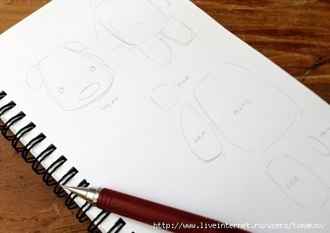 Плюшевый щенок. МК и выкройка.