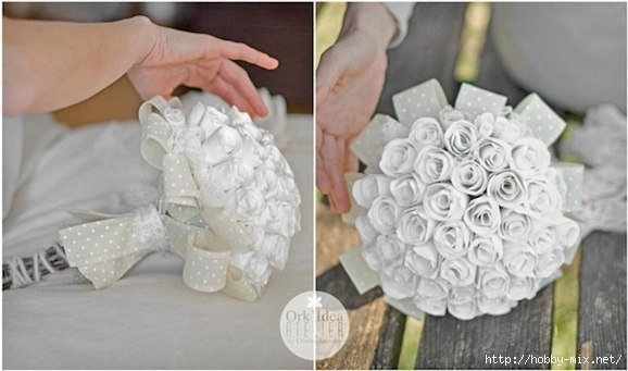 Букет бумажных розочек. Мастер-класс.