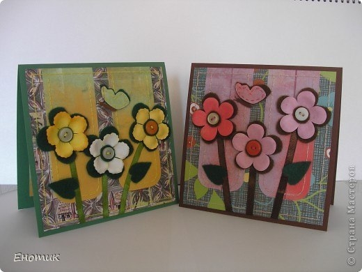 Открытки с пуговицами. Идеи для вдохновения.