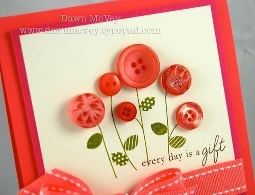 Открытки с пуговицами. Идеи для вдохновения.