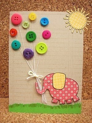 Открытки с пуговицами. Идеи для вдохновения.