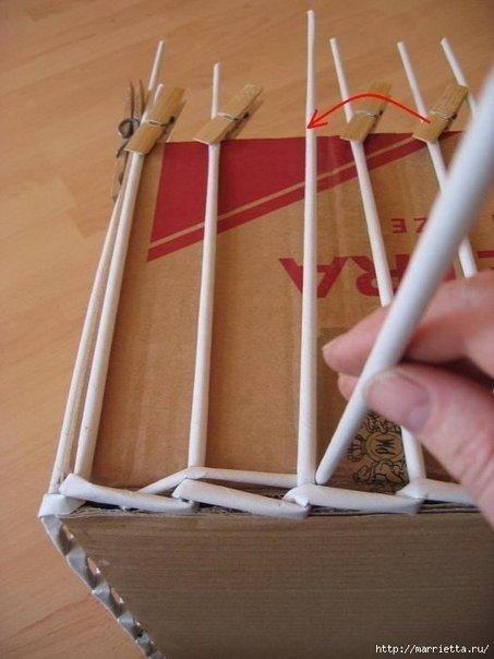 Плетение из газет. Прямоугольные корзинки. Мастер-класс