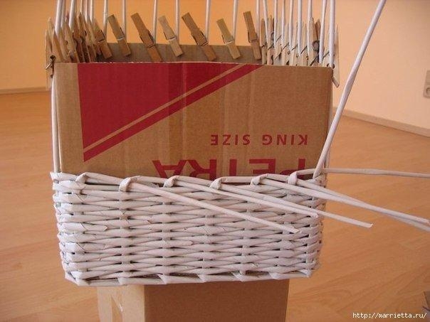Плетение из газет. Прямоугольные корзинки. Мастер-класс
