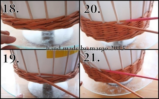 Плетем из газет круглую корзинку