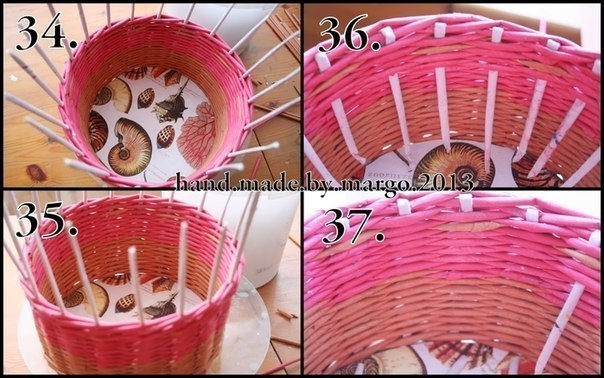 Плетем из газет круглую корзинку