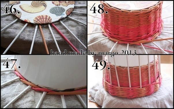 Плетем из газет круглую корзинку