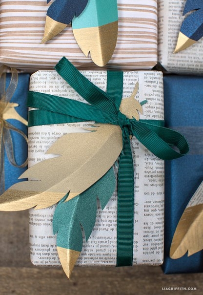 Пёрышки из бумаги для декоративной упаковки подарков