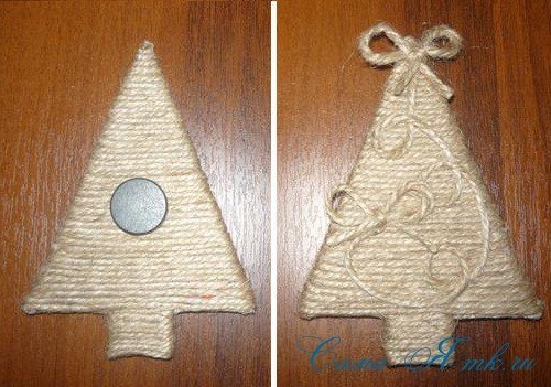 Кофейные магниты-ёлочки на холодильник