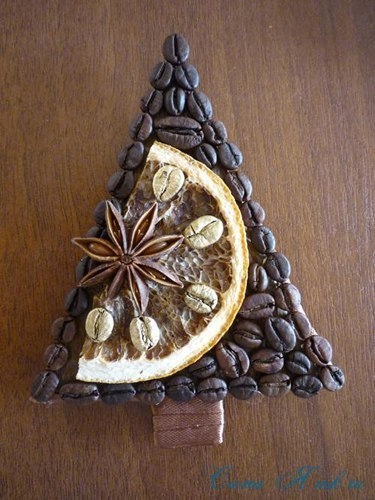 Кофейные магниты-ёлочки на холодильник