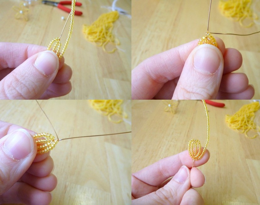 Цветок с круглыми лепестками из бисера