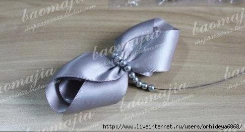 Бантик из ленты. Заколка.