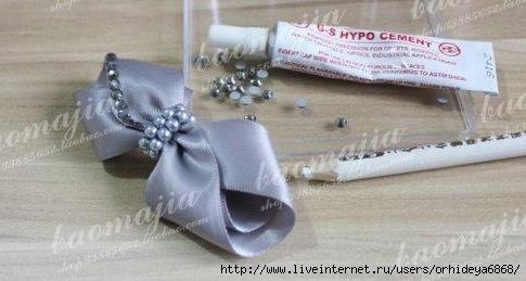 Бантик из ленты. Заколка.