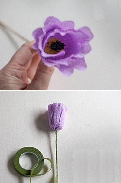 Цветы из крепированной бумаги