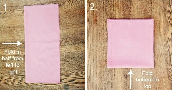 Салфетки, сложенные в виде трех кармашков, очень простой и красивый способ сервировки праздничного с