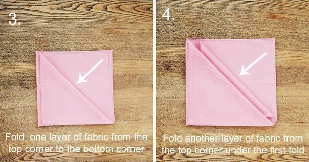 Салфетки, сложенные в виде трех кармашков, очень простой и красивый способ сервировки праздничного с