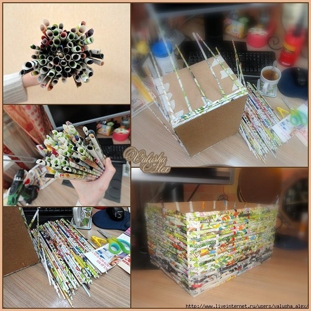 Коробки-плетенки из газет. Мастер-класс.