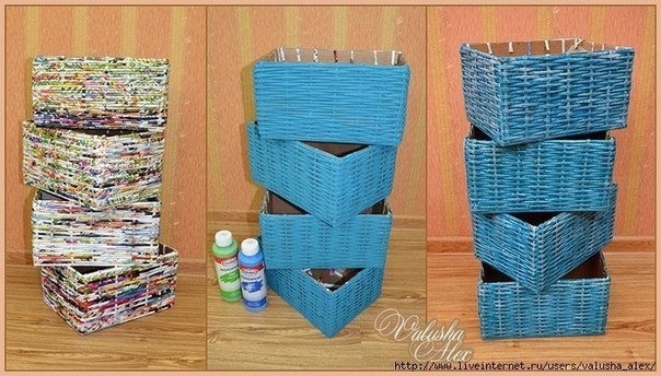 Коробки-плетенки из газет. Мастер-класс.