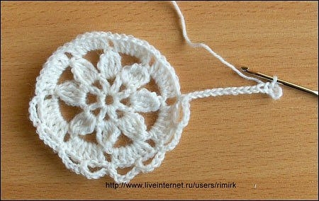 Безотрывное вязание мотивов крючком