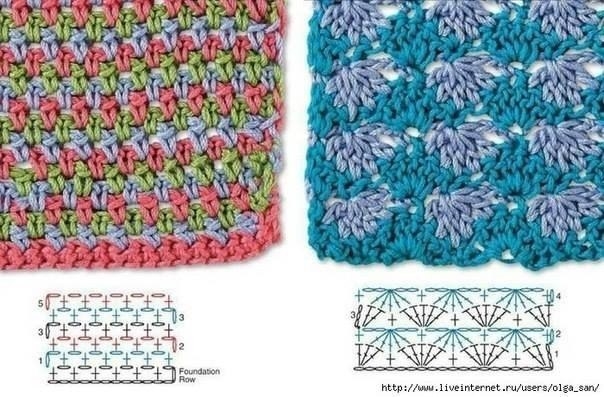 Красивые двухцветные узоры крючком Красивые двухцветные узоры крючком