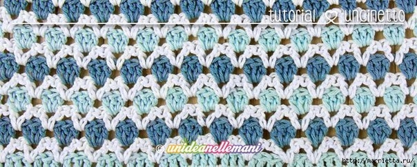 Трехцветный узор крючком для детского пледа