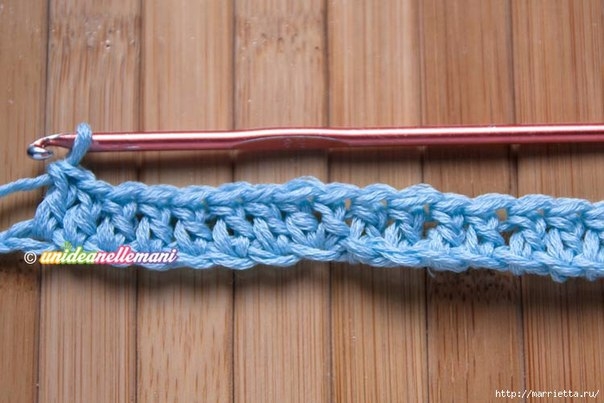 Трехцветный узор крючком для детского пледа