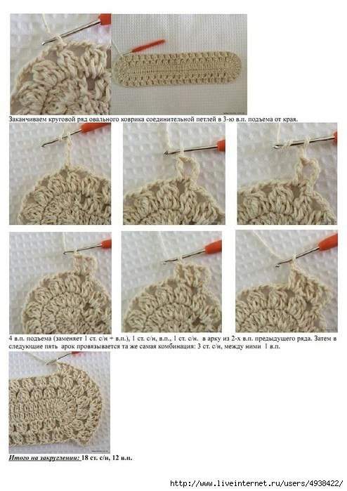 Коврик овальный крючком. Подробнейший МК в фото + описание