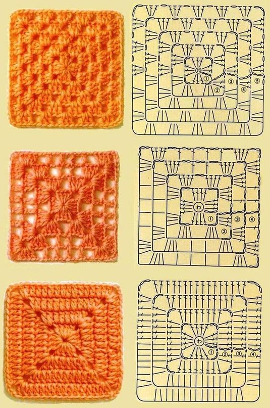 Бабушкины квадраты в вязании - 30 схем.