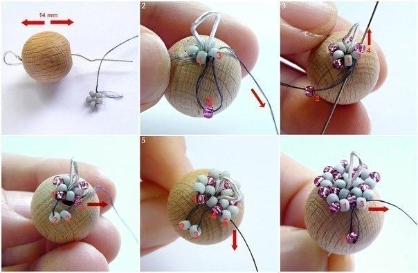 Оплетение бусины бисером