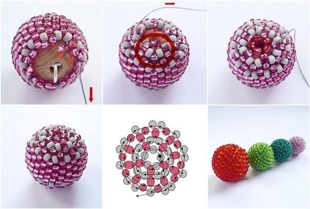 Оплетение бусины бисером