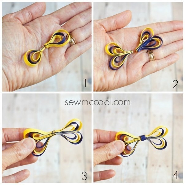 Бабочки из репсовых лент для декора детской заколки