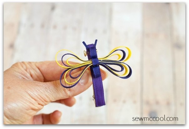 Бабочки из репсовых лент для декора детской заколки