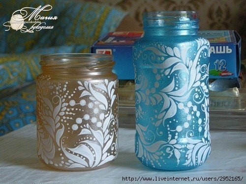 Роспись баночек и бутылочек. Простой способ